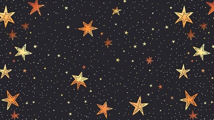 A seamless pattern of gold stars on a dark blue background.