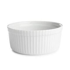 One ceramic casserole isolated on white. Cooking utensil