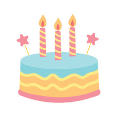 Colorful Birthday Cake with Candles
