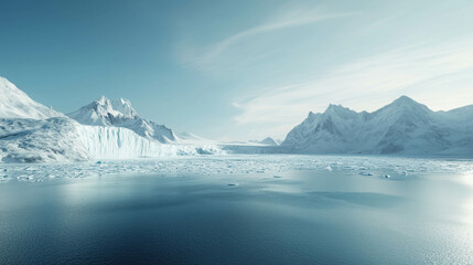 Vast Frozen Lake in the Arctic with Thick Ice Sheets and Surreal Frozen Landscape