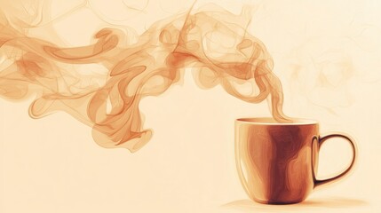 Steam rising from a coffee cup, warm drink, calm background, relaxation concept