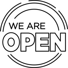 We Are Open Banner Line Style Lettering