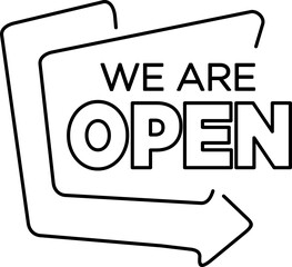 We Are Open Banner Line Style Lettering