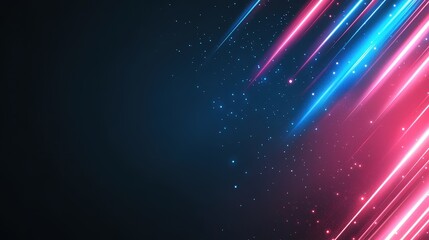 Abstract Neon Lights Background: Pink and Blue Glowing Stripes on Dark Space