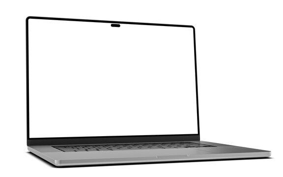 Laptop with an empty blank screen, displayed in perspective. Perfect for showcasing designs, interfaces, or as a product mockup. - Powered by Adobe