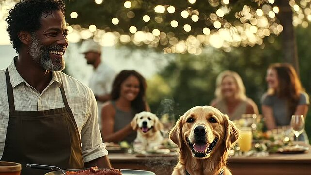 Outdoor Garden Party with Food Drinks and Joyful Guests