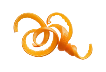 Vibrant Orange Zest Spirals Against a Black Background