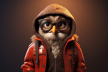 Fototapeta premium portrait of a owl in a hood