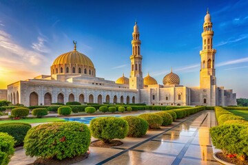 Obraz premium Majestic Sultan Qaboos Grand Mosque, Oman: High-Resolution Stock Photo