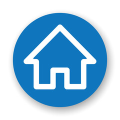 White house vector line icon on blue background. Best for print, business cards, mobile apps, social media and web design.