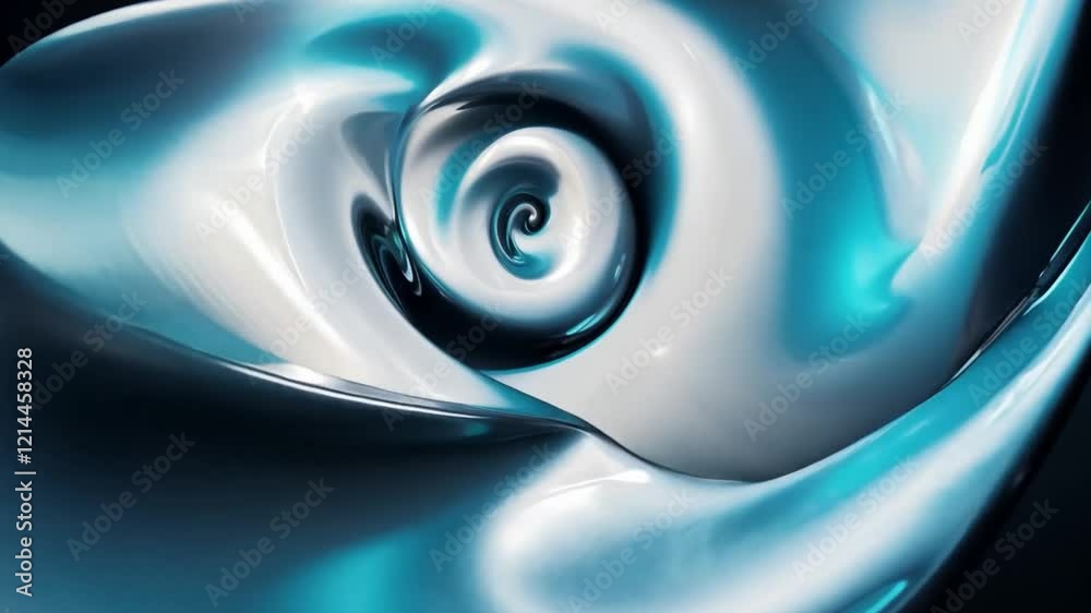 Aufkleber A mesmerizing abstract swirl features glossy textures and vibrant blue hues that create a captivating sense of motion. The smooth curves invite exploration of the digital art form.