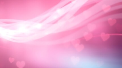 Pink Abstract Background with Hearts and Light Effects