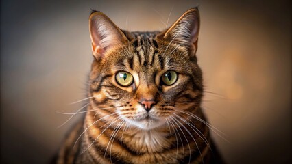 Fototapeta premium Majestic Tabby Cat Portrait: Stunning Close-Up Studio Shot