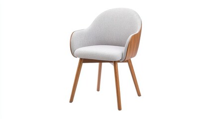 Furniture. Stylish upholstered chair with wooden legs, ideal for modern interiors.