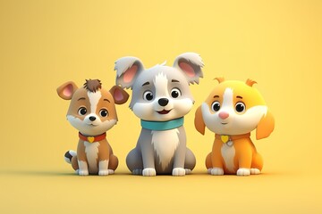 Naklejka premium three dogs portrait