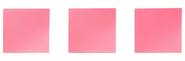 Pink Note Paper Trio on Clean White Background, Ideal for Stationery Enthusiasts, Perfect for Creative Projects and Personal Use