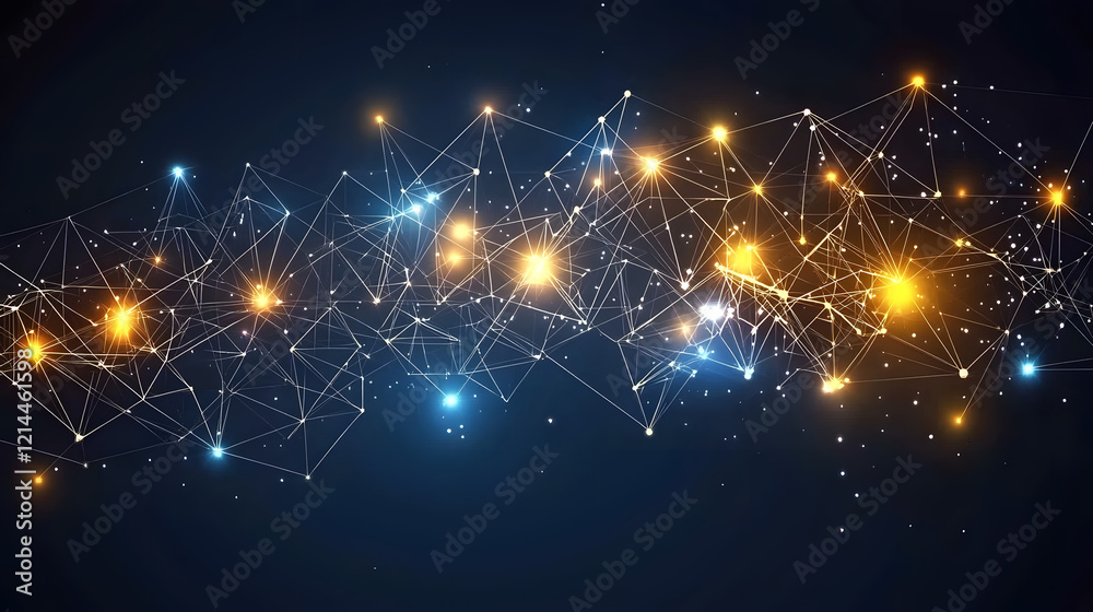 Poster Abstract background featuring interconnected lines and dots creating a network design