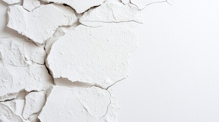 Obraz premium Cracked white texture, abstract background, dry surface, damaged wall, design element