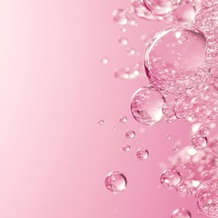 Bubbles Rising in Soft Pink Background with Light Reflections