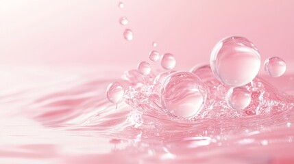 Soft Pink Water Bubbles with Reflective Surface and Gentle Waves