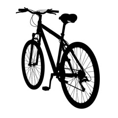 Black bicycle silhouette, side back view. Png clipart isolated on transparent background