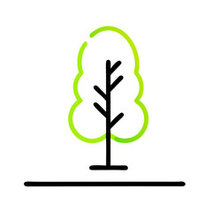Tree silhouette icon, ecological concept, green color, on transparent background
