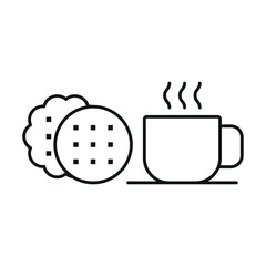 Coffee glass and biscuit set food drink icon crafted with simplicity and elegance, great for food delivery apps, coffee shop signage, and snack-themed projects