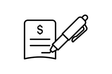 Invoice with Pen icon. icon related to Payment. suitable for web site, app, user interfaces, printable etc. line icon style. simple vector design editable