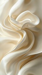 Fototapeta premium Cream-colored satin fabric with elegant folds and curves.