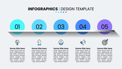 Infographic template. 5 circles with numbers in a row
