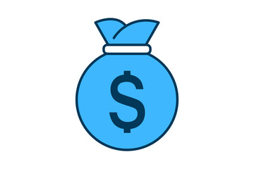 Money Bag icon. icon related to Payment. suitable for web site, app, user interfaces, printable etc. flat line icon style. simple vector design editable