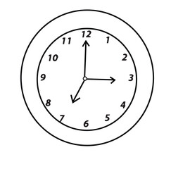 Cute cartoon hand drawn vector clock coloring page.