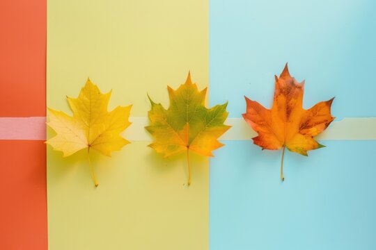 pastel paper color and leaf tape stick on wall minimalist collection set