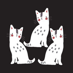 Three cute cat cartoon design, kitty  animals vector illustration