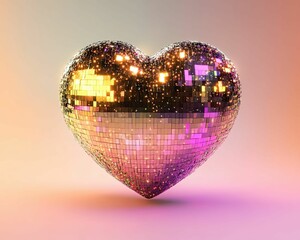 Valentines heart disco ball blending twinkling lights