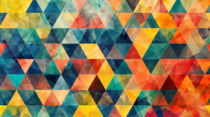 An abstract geometric pattern with colorful triangles.