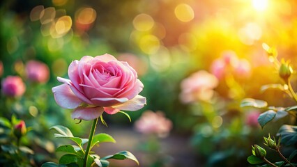 Obraz premium Miniature Pink Rose Garden, Tilt-Shift Photography