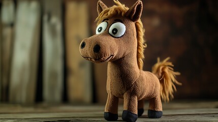 Cartoonish horse plush with exaggerated features