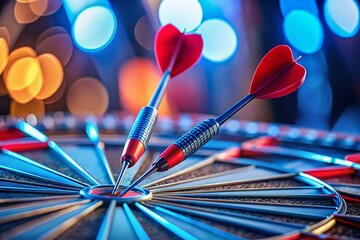 Miniature Red Target with Blue Darts - Tilt-Shift Photography