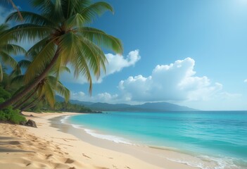 Tropical beach with palm trees and turquoise water