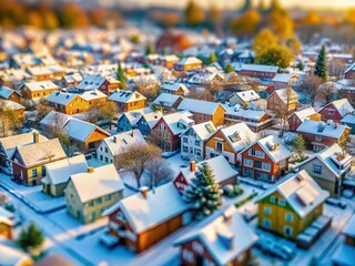 Miniature Winter Wonderland: Repeating Snow Pattern, Tilt-Shift Photography
