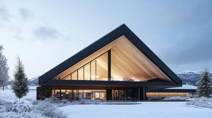 Modern A-Frame Mountain Home in Winter Wonderland