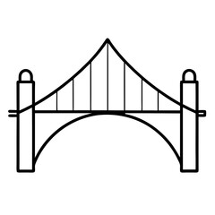 bridge suspension arc line art vector illustration 