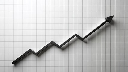 Obraz premium Minimalist Black and White Line Graph Showing Growth & Success