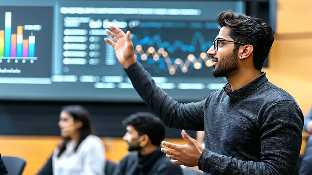 University Lecture with Indian Presenter Engaging Diverse Students