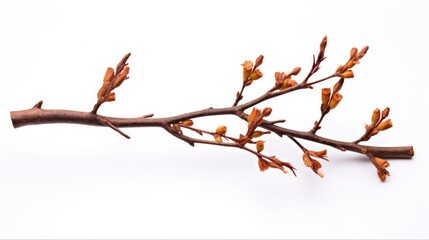 Obraz premium Beautiful Acacia Tree Branch with Thorns in Brown and Black Shades. Isolated on White Background for Botanical Designs