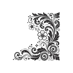 Floral Corner Ornament Vector Design Template Illustration