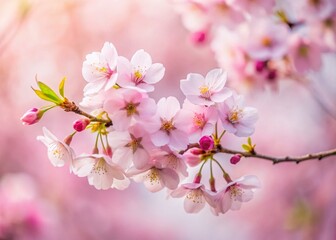 Obraz premium Minimalist Cherry Blossom Bloom: Pink Petals & Soft Light