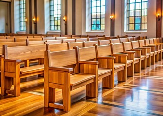 Minimalist Church Choir Wooden Seats: Simple Serenity in Sacred Space