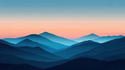 Fototapeta premium Tranquil Mountain Landscape at Dusk with Soft Gradient Sky Colors